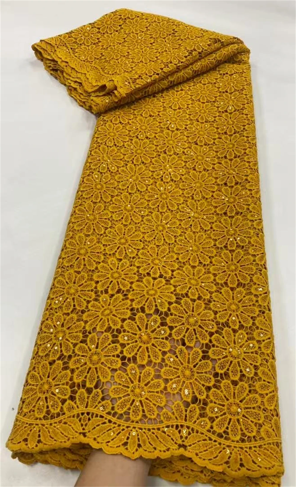 أحدث قماش دانتيل أفريقي 2025 عالي الجودة، تطريز، نسيج قطن لكل متر، فستان زفاف، ترتر، قابل للذوبان في الماء، تول، 5 ياردات