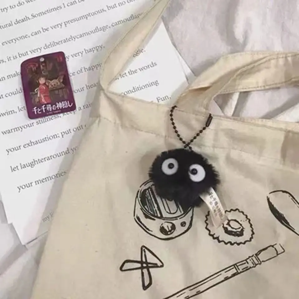 2/4/8PCS Schwarz Elfen Haustier Spielzeug Schlüsselanhänger Zubehör Nette Plüsch Schwarz Kohle Ball Cartoon Tasche Anhänger – Detail 10