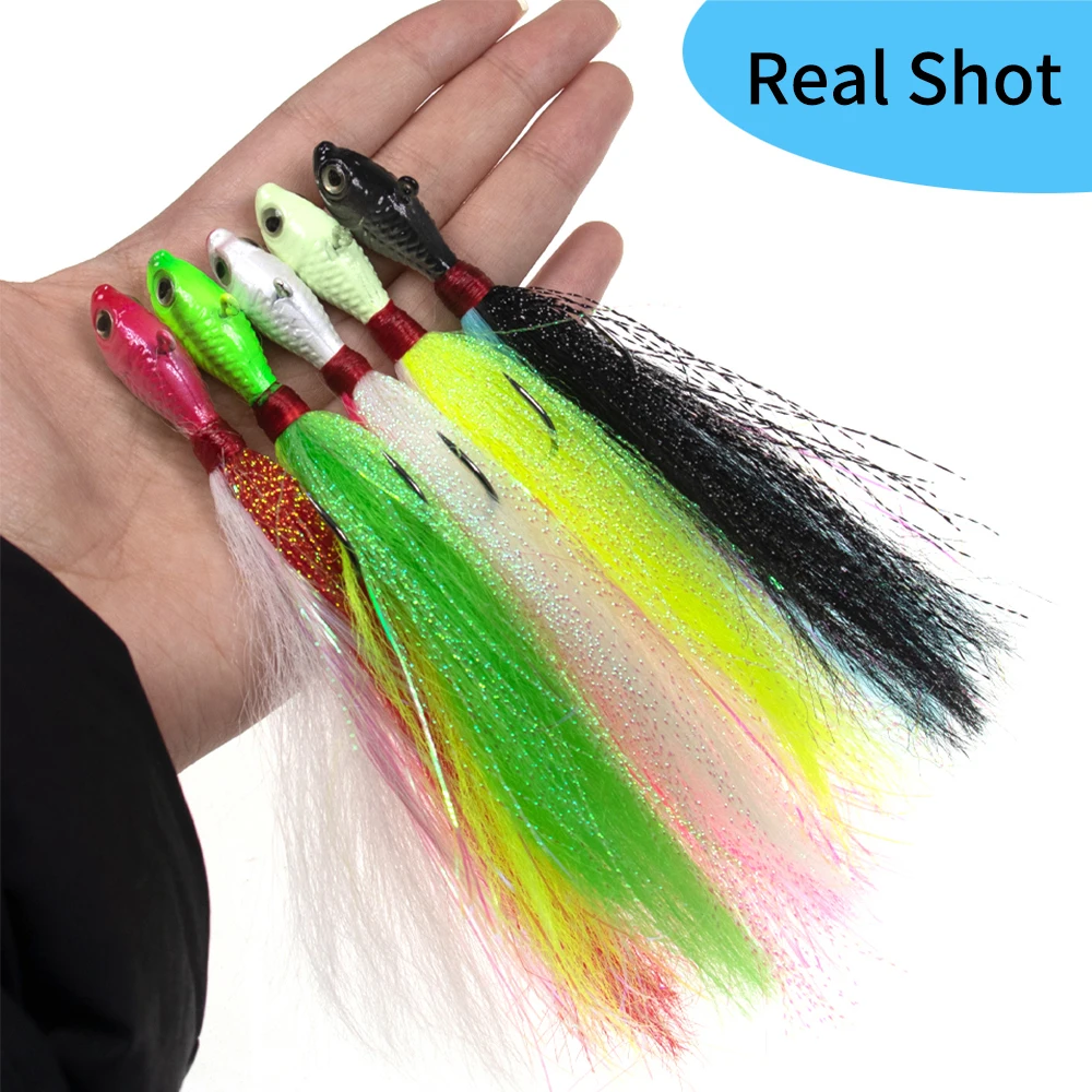 ICERIO 10g 14g 28g Multicolors Jig Head Streamer Fly Saltwater Fishing Fast Sinking Artificial Lure Bait for Trout Bass Pike