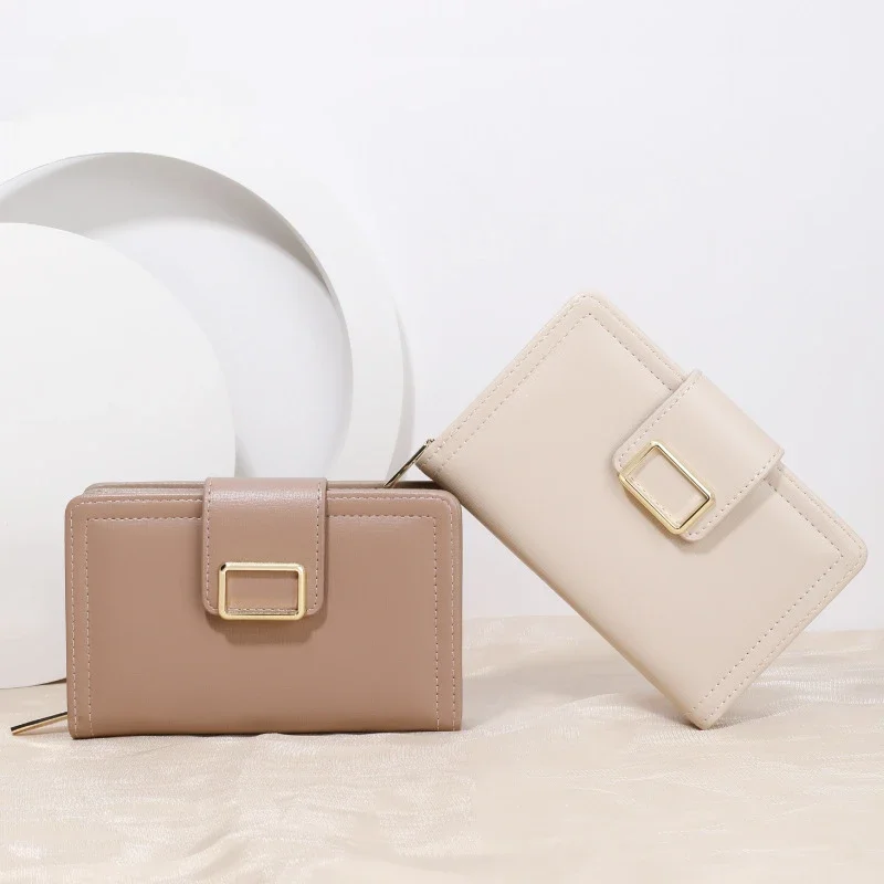 New Multi-functional Solid Color Pu Women's Purse Short Korean Clutch Purse Wallets for Women Card Holder