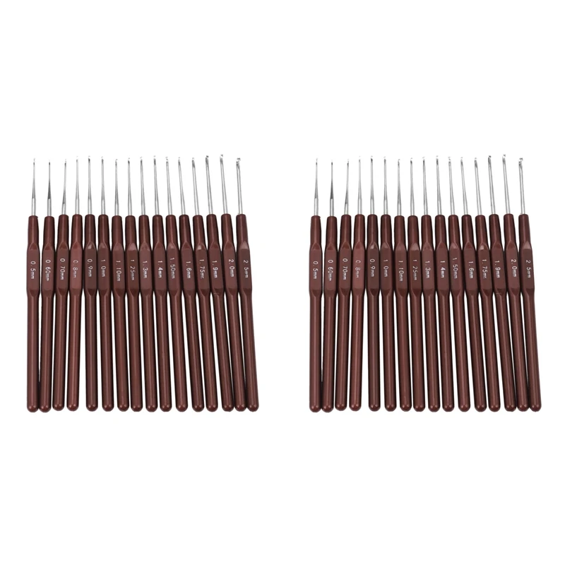 32 Stuks Abs Handvat Haakhaken Handvat Breinaalden Set Haakjes En Knokkels 0.5Mm-2.5Mm 16 Maat