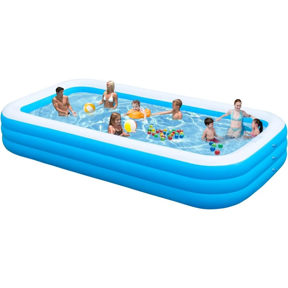 

Big Inflatable Pool for Adults，Lylting 145"x74"x22" Extra Large Thickened Blow Up Pool for Summer Water Party, Full Size