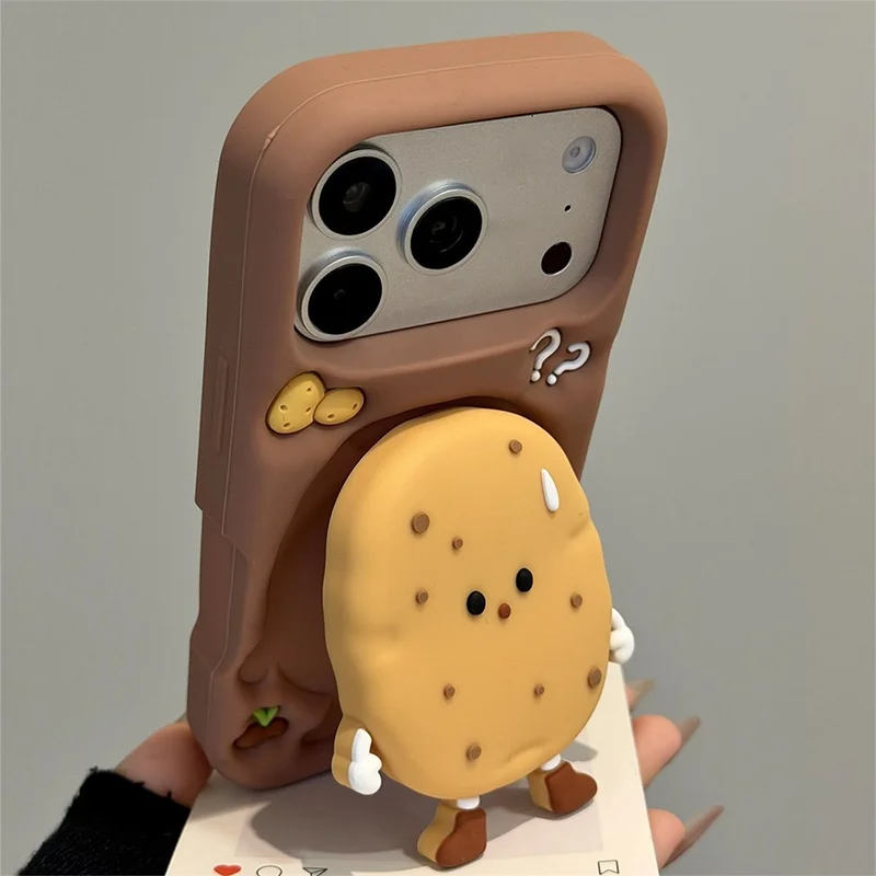 For iPhone 17 Pro Max Case Cute 3d Potato Emoji Stand Phone Cases For iPhone 16 15 14 13 Pro Max Cases Soft Shockproof Cover