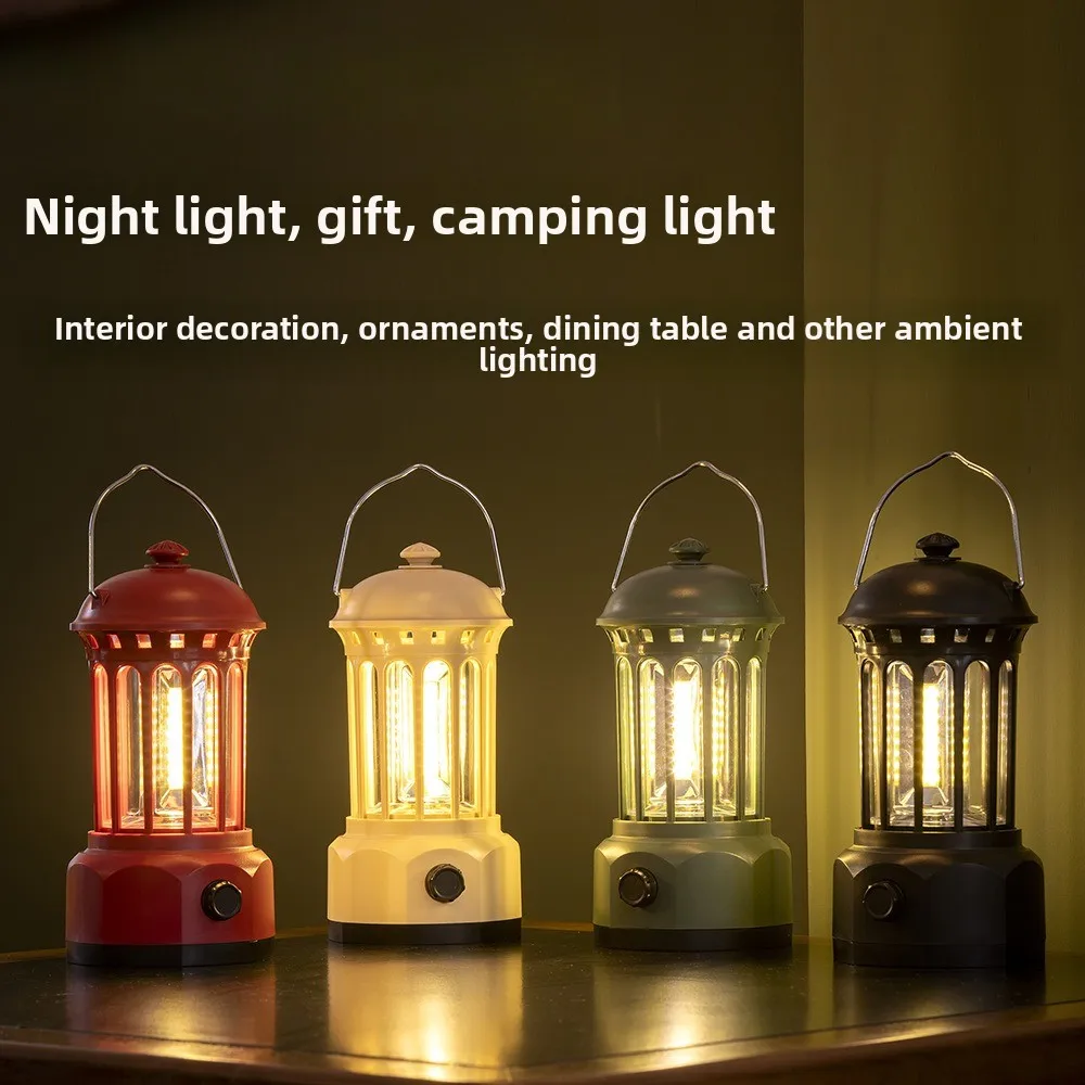 ضوء ليلي خارجي على شكل عمود روماني، فانوس تخييم محمول للنقل، سهل الحمل، إضاءة فناء الدراسة