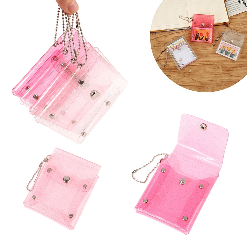 Fashion Glitter Transparent Coin Purse PVC Photo Card Wallet For Girls Clear Mini Hasp Change Pouch Keychain