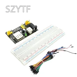 3.3V5V MB102 Breadboard power module+MB-102 830 points Solderless Prototype Bread board kit +65 Flexible jumper wires