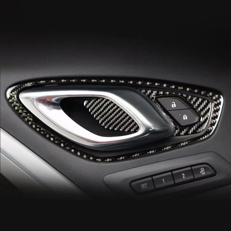 Car Door Handle Bowl Cover Carbon Fiber For Chevrolet Camaro 2016-2019 Door Handle Surround Sticker Decorative Accessories