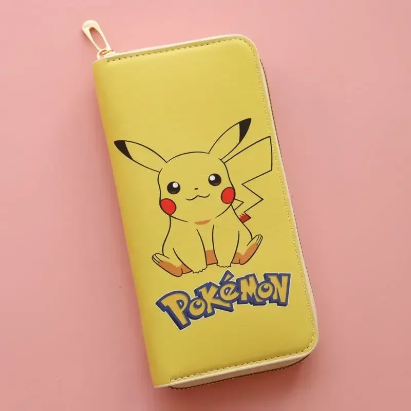 Cartera larga de Pokémon Pikachu de para estudiantes, Cartera de gran capacidad para teléfono móvil, bolso de mano para tarjetas, Anime, gran capacidad