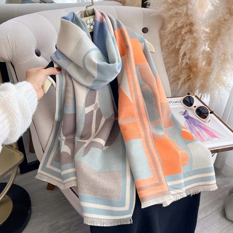 Scarf Women Horse Pattern Double Sided Jacquard Shawl Wrap Winter Autumn Spring Long Scarf For Women Animal Print Poncho Cape