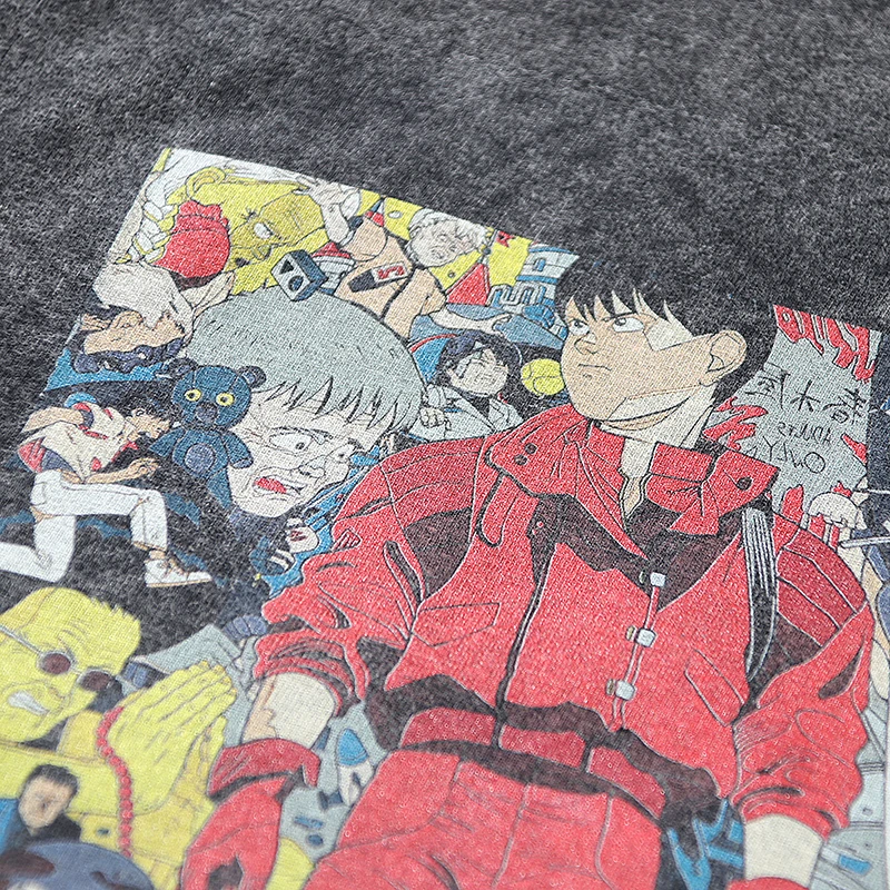 High Street Loose Crewneck Akira T-shirt Pullover Cartoon Anime Print Casual Short Sleeve Summer Harajuku Style AKIRA Top Tee