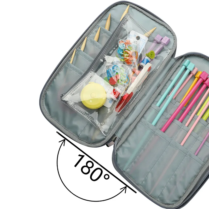 Portable Knit Bag Sewing Knitting Needles Storage Bag Crochet Hook Yarn Organizer Storage Box For DIY Sewing Tool Organizer