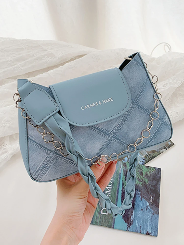 Chic Letter Niche Women's Bag Summer Texture Versatile Chain Handbags Female Commuting Shopping Single Shoulder Underarm Bags