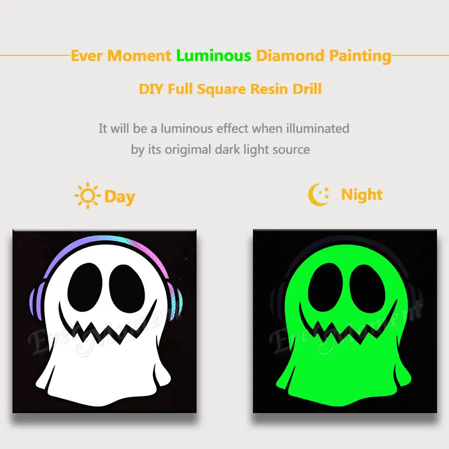 Ever Moment Diamond Painting Luminous Resin Drill Halloween Skeleton Embroidery Mosaic Glowing In The Dark New Arrivals N011