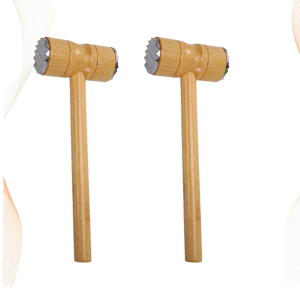 

2pcs Wooden Meat Hammer Double Sided Steak Kitchen Tool for Tenderizing Pork Chicken Beef Mallet with Ergonomic Handle