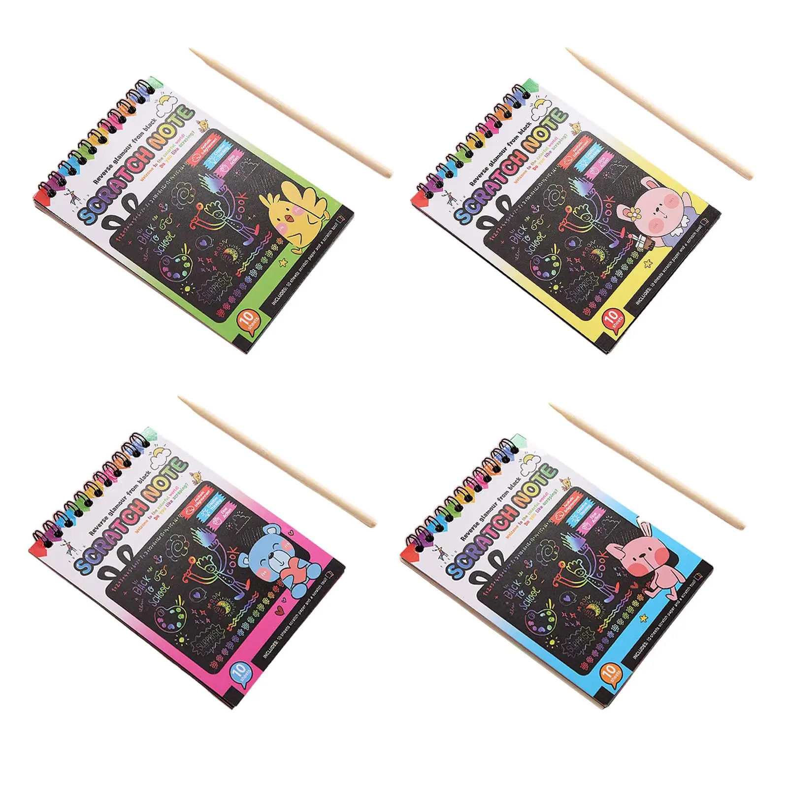 Scratch Paper Notebook Kid Paper Craft Projects with Pen Scratch Sheets Educational Preschool Learning Scratch Painting Kids Toy