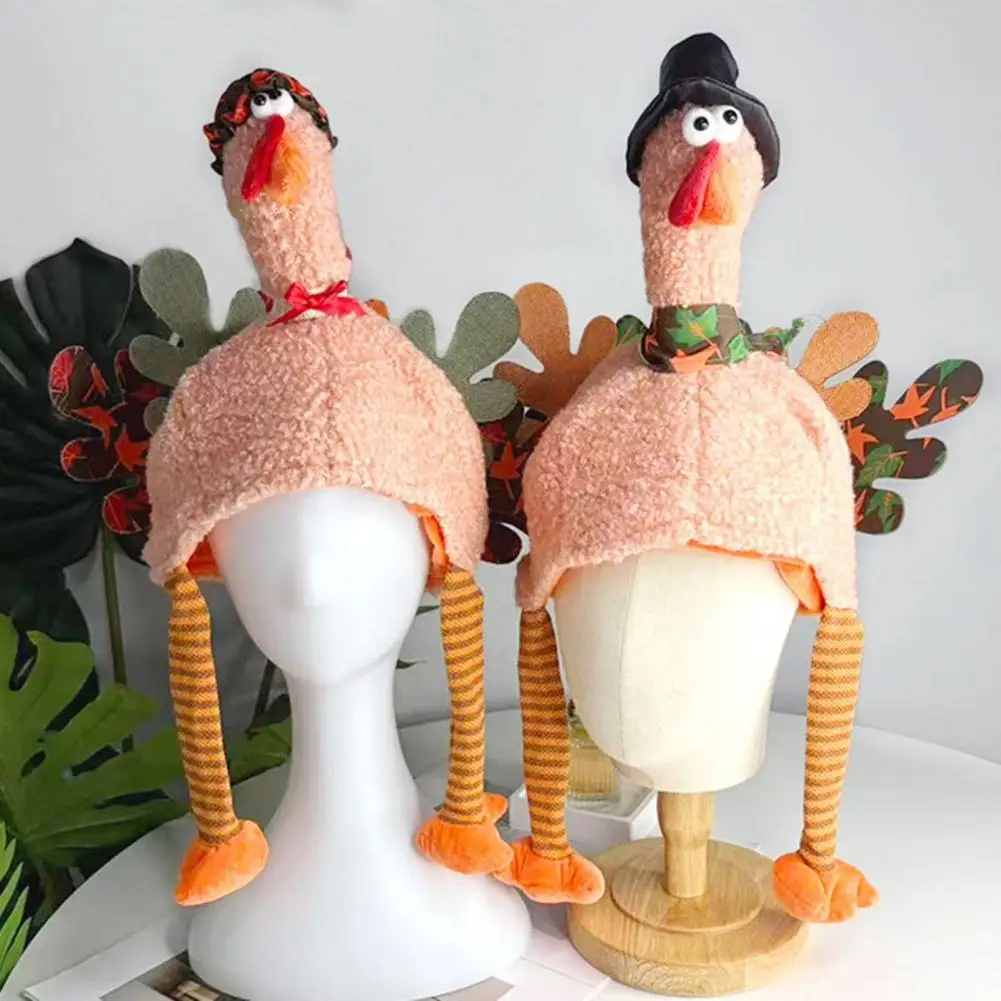 أغطية رأس تركية قطيفة بأرجل متحركة وبطانة ناعمة مريحة تناسب قبعة عيد الشكر التركية وإكسسوارات الحفلات والعطلات ديسمبر