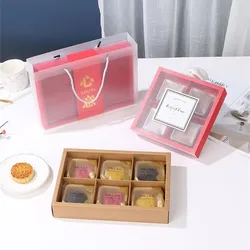 5Pcs 2/4/6 Grid Transparent Frosted Cover Egg Yolk Pastry Mooncake Packaging Box Holiday Gift Party Supplies