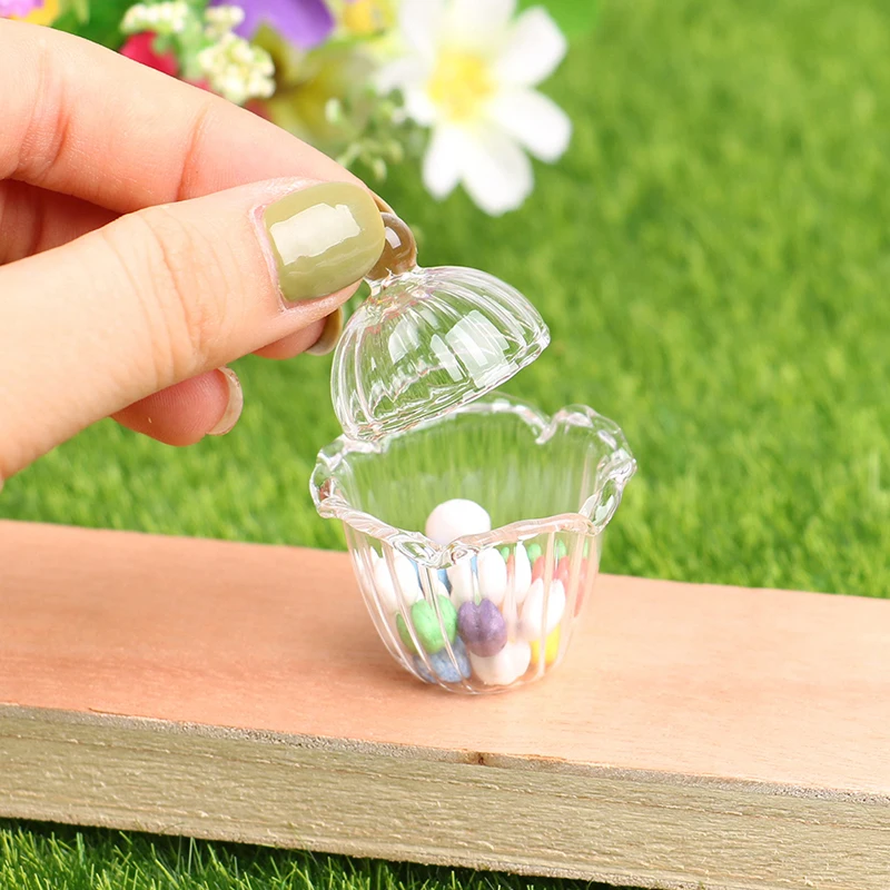 1PC Multi-style Dollhouse Miniature Glass Fruit Salad Bowl Candy Jar Simulation Candy Bottle Model Toy For Dollhouse Decoration