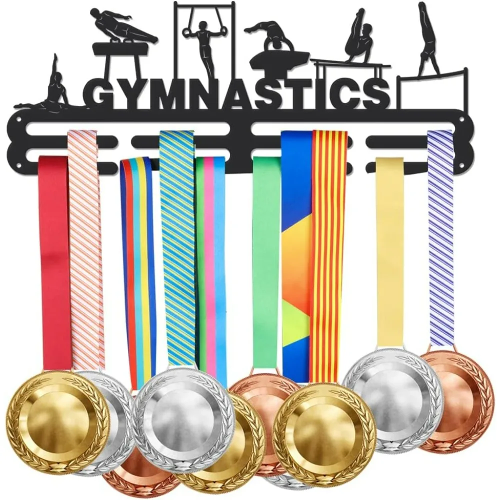 Male Gymnastics Medal Hanger Display Gymnast Sports Medals Display Rack for 40+ Medals Wall Mount Ribbon Display Holder Rack