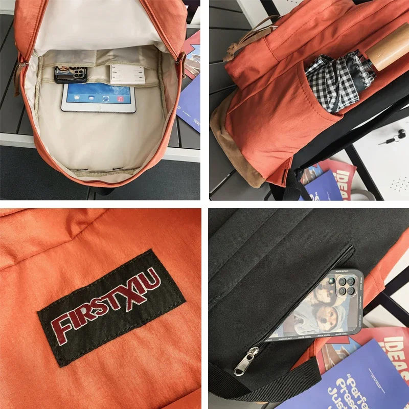 Tas ransel wanita Vintage tas sekolah siswa siswa nilon kedap air kapasitas besar tas punggung untuk remaja laki-laki perempuan tas kuliah