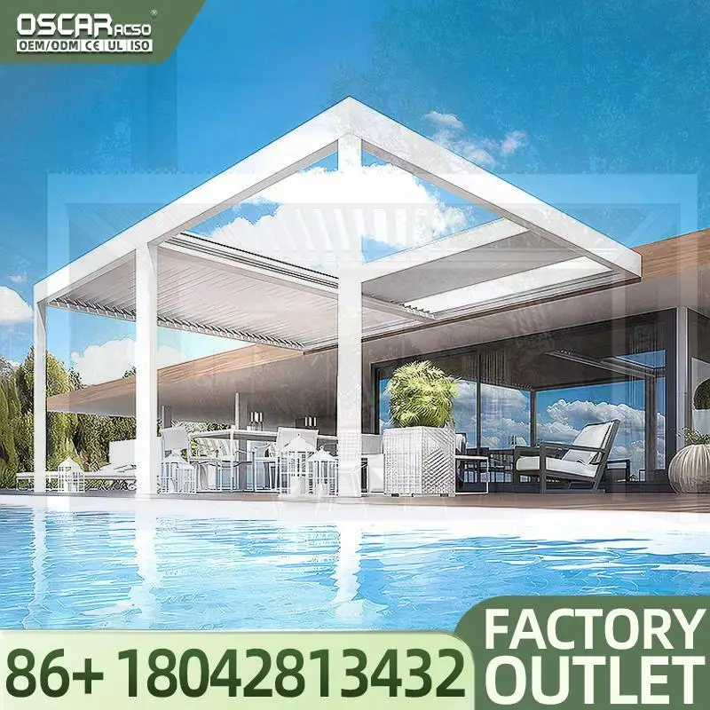 3m X 6m Bioclimatic  Aluminum 5 X 3m Powder Coated Frame Pressure Treated Wood Nature Friendly for Garden Patio Backyard Pergola