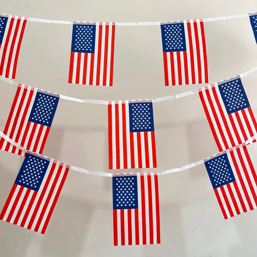 CZY 20pcs/set14x21cm American Flag String America USA Bunting Bannerags American Independence Day Home Indoor And Outdoor Decor