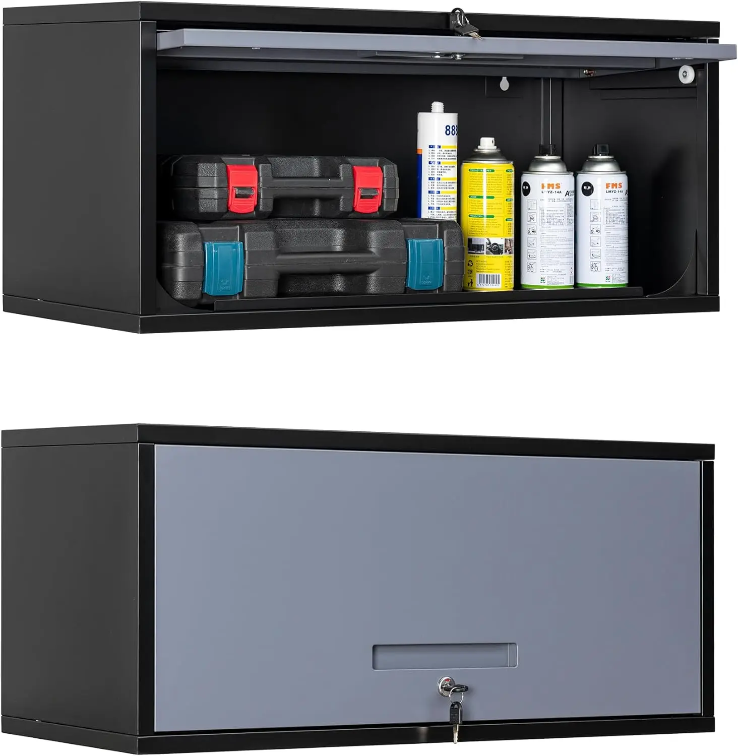 خزانة حائط جراج معدنية مع أبواب، خزانة تخزين معدنية مثبتة على الحائط، خزانة أدوات جراج عائمة، مطبخ، مستودع
