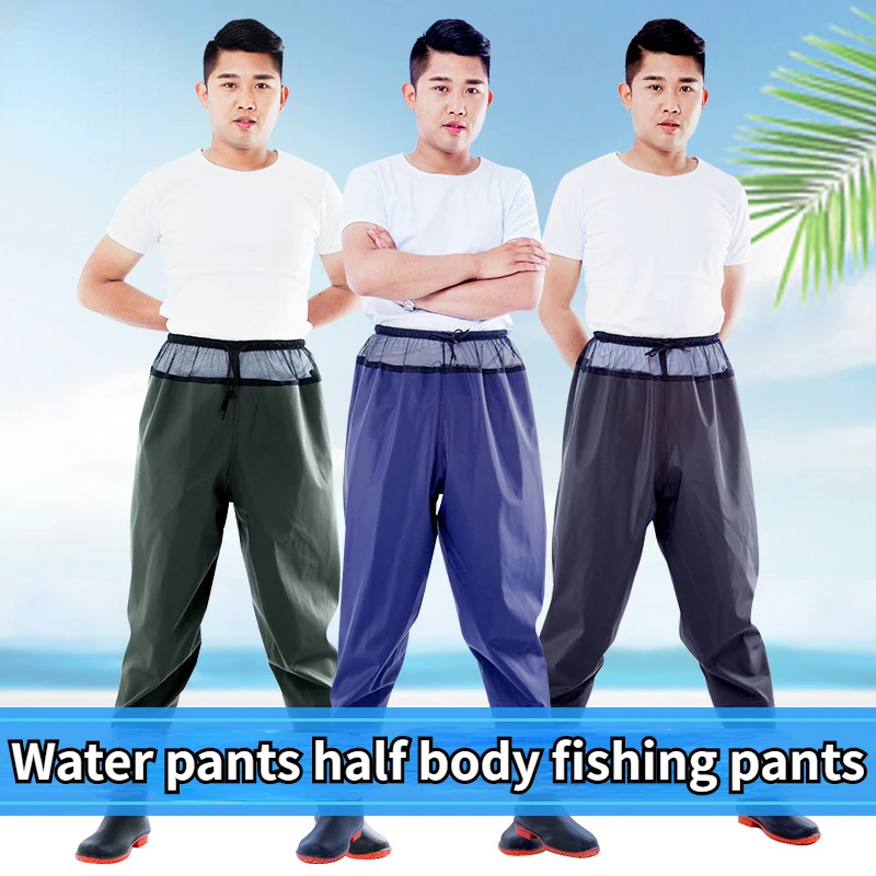 Waterproof Half Body Fishing Pants Thickened Clothing One Piece Rain Pants with Shoes Fishing Clothing 낚시바지