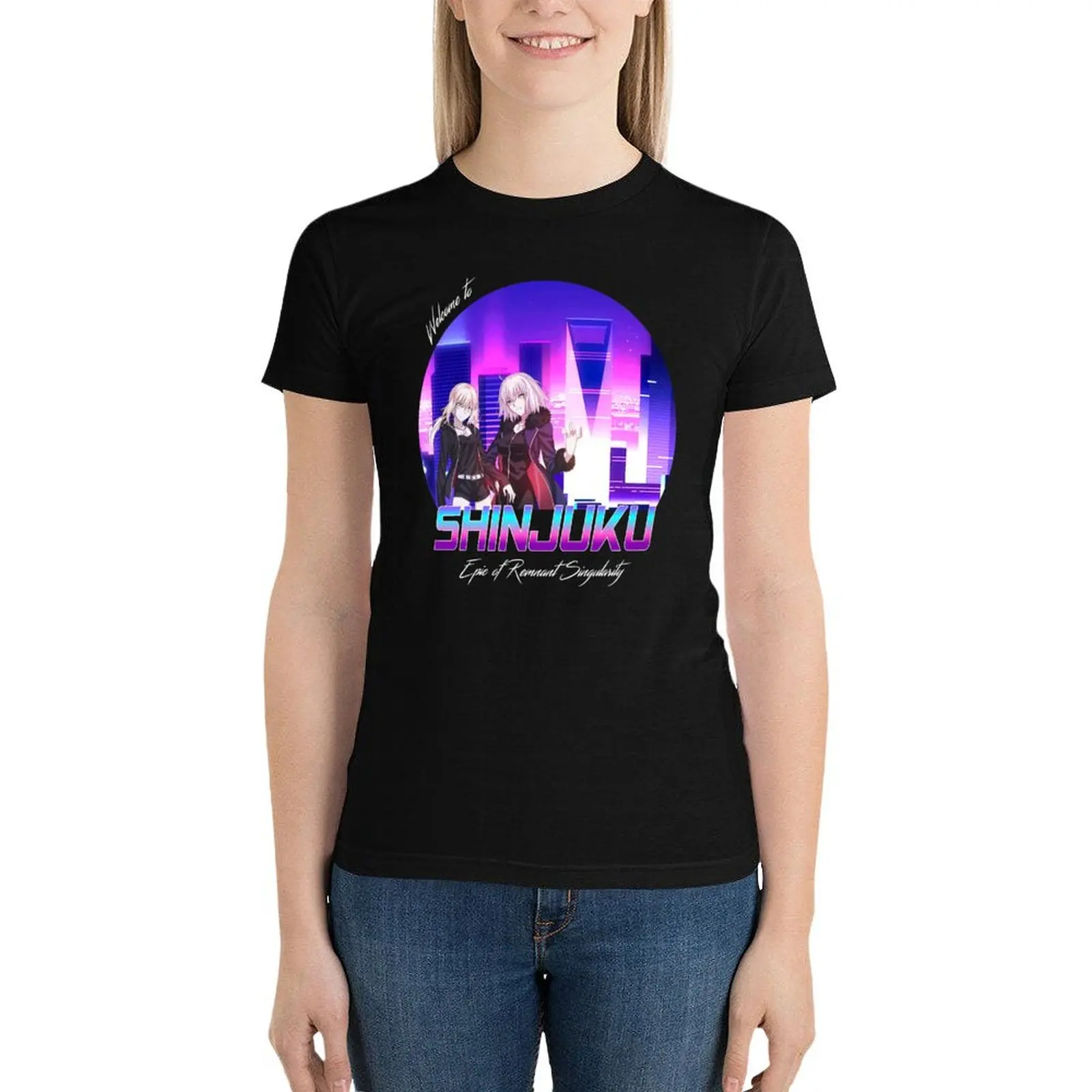 Vaporwave - Jeanne alter and Saber Alter Shinjuku T-Shirt korean fashion oversized Women t-shirts