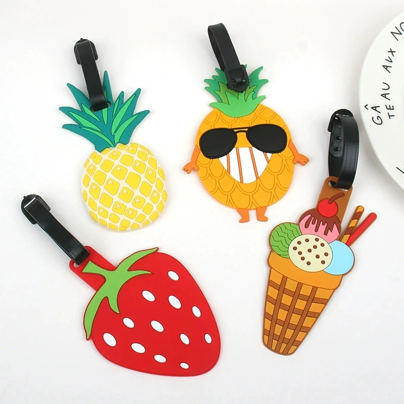 Cartoon Trolley Luggage Tag - PVC Soft Rubber Travel Anti-Loss Name Tag for Airplane Boarding & Check-in