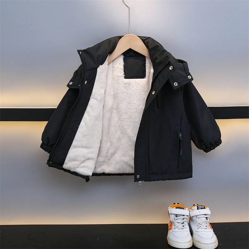 

Утепленная флисовая парка для мальчиков, детская зимняя куртка, водонепроницаемая, для дома и отдыха, из полиэстера