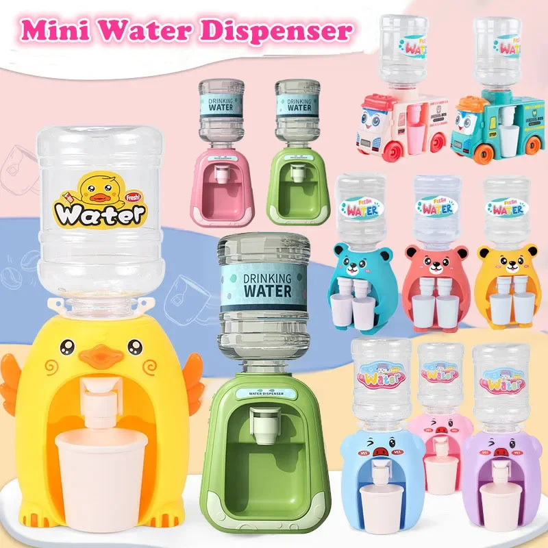 

Mini Water Dispenser for Children Kids Gift Cute Cold/Warm Water Juice Milk Drinking Fountain Simulation Cartoon Pig Kitchen Toy