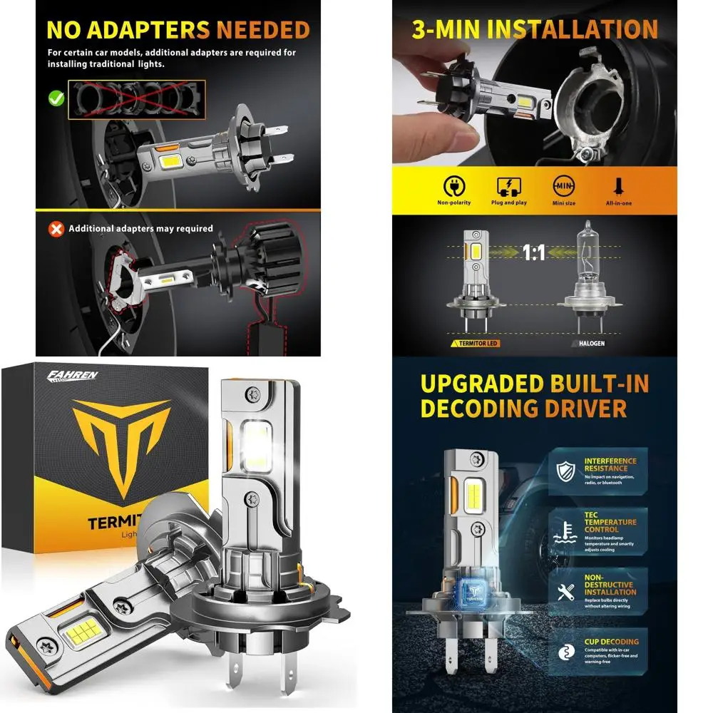 

Super Bright H7 Fog Lights, 50,000LM, 6500K Cool White, 900% Brightness, Easy Install, No Adapter Needed, Pack of 2