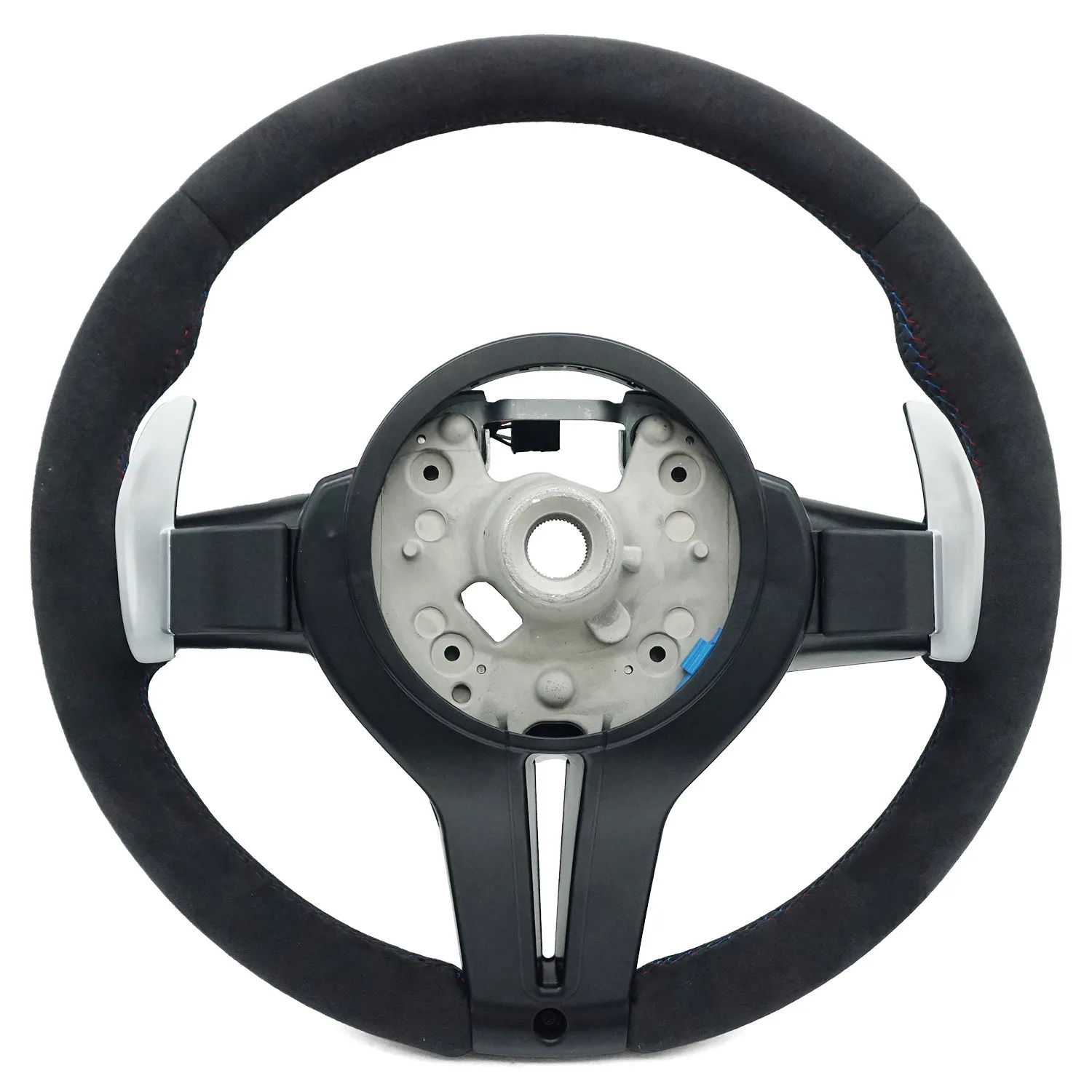 Suitable for BMW 3 Series thong full hair, three-color stitching with paddle steering wheel