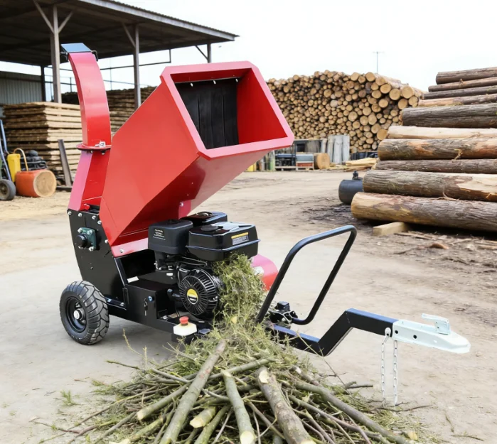 Small Wood Chipper Crusher 15HP Engine Grinder Hammer Mill 220V 3T/h Capacity 12CM Max Diameter Sawdust Tree Shredder Brush