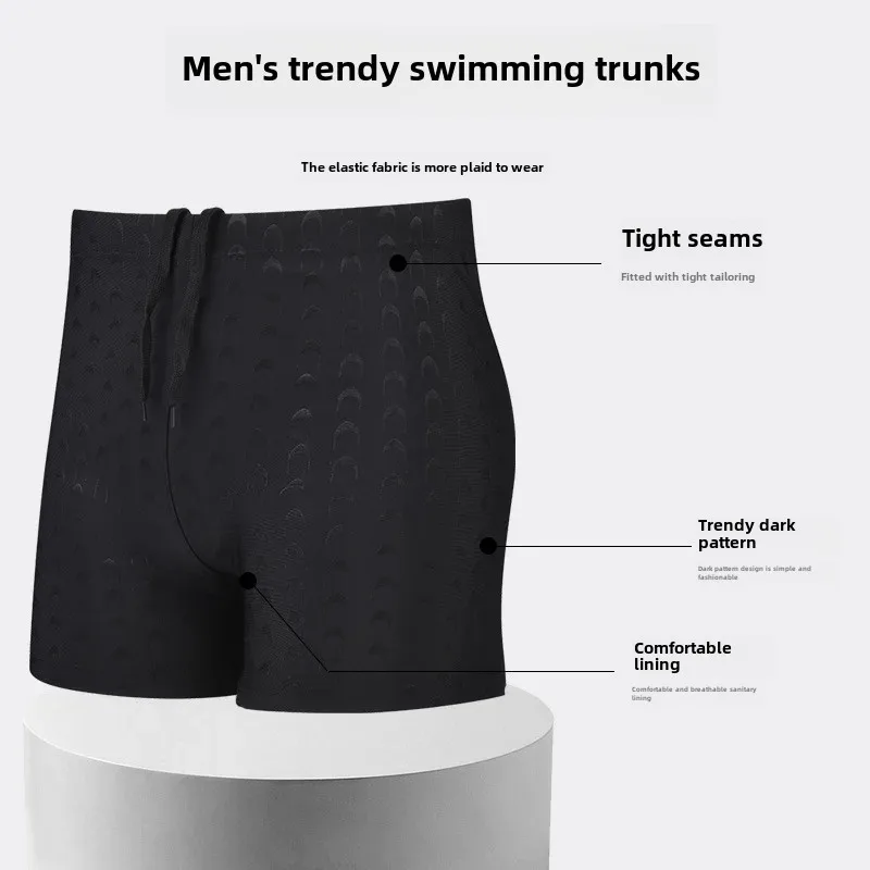 Adult Men's Swimming Pants Pure Black Plus Size Professional Waterproof Quick Dry Simulation Shark Skin Swimming Pants Wholesale