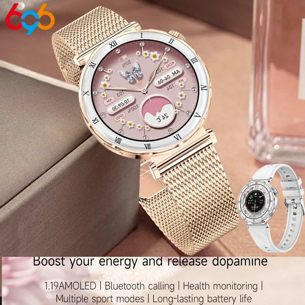 

Sleep Health Monitor Women Smartwatch Information Push Blue Tooth Call Smart Watch Sports Fitness Music 1.19 Inch Amoled Screen