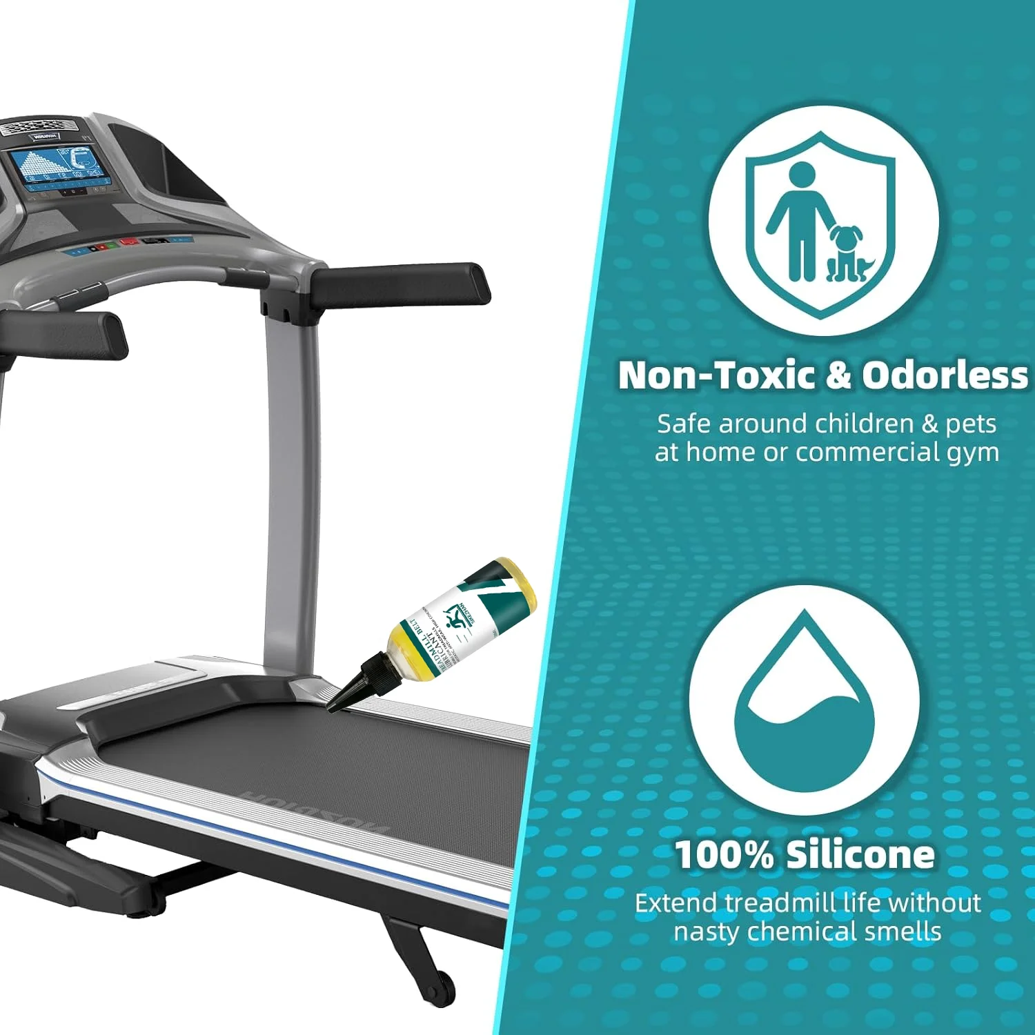 전문 런닝머신 유지보수 키트 - 벨트용 고점도 실리콘 윤활제, 마찰 및 소음 감소, 기계 수명 연장