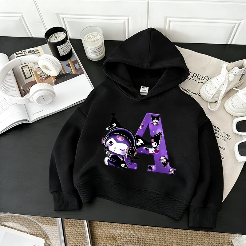 

Sanrio Kuromi Hoodie for Kid Kawaii Designs Long-sleeved Girls Spring Thin Sweatshirt Fashion Cartoon Children Tops Clothes Gift
