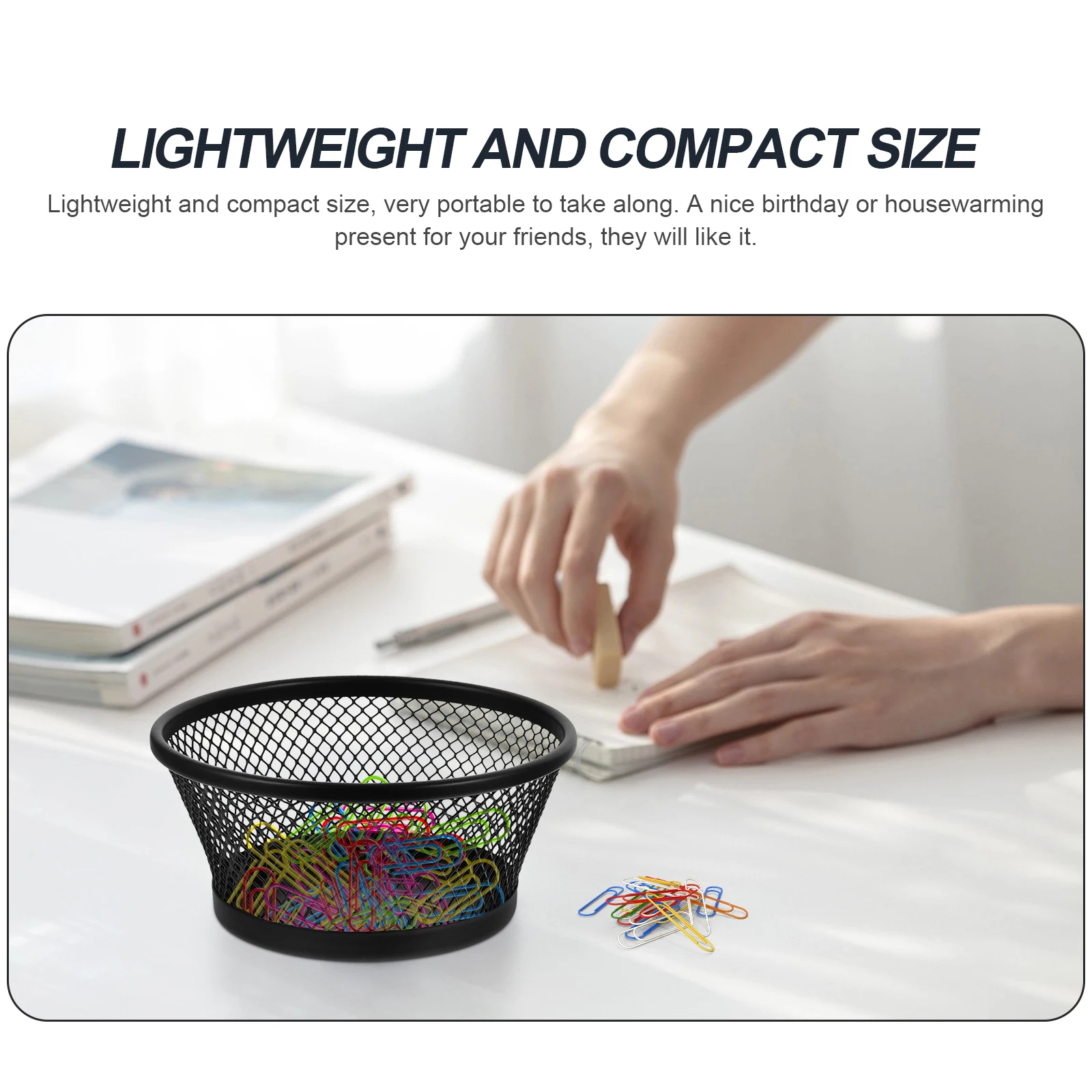 

2pcs Metal Paperclip Dispenser Holder Stackable Mesh Binder Clip Organizer for Office Study Desk Storage Container Supplies