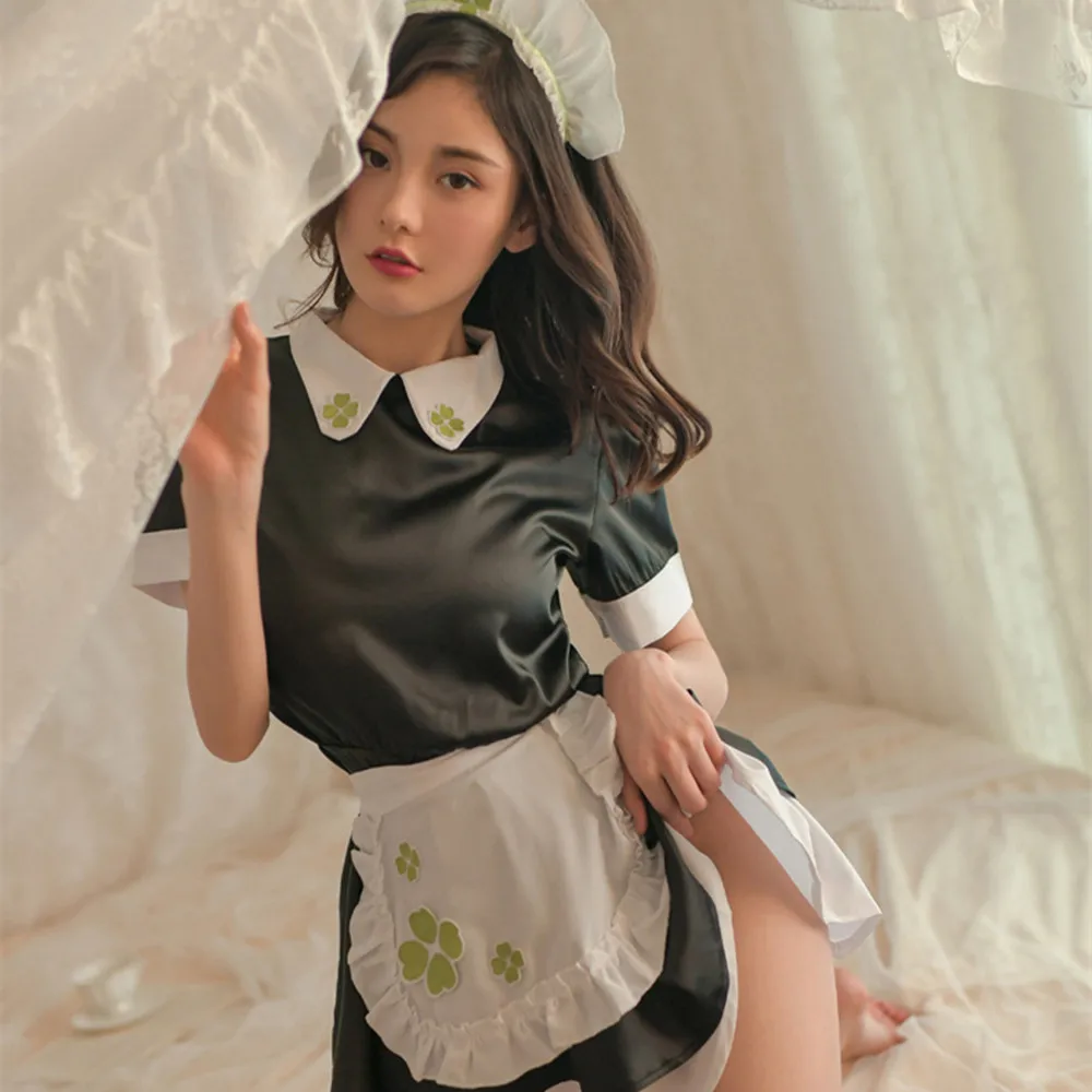 

Сексуальные костюмы горничной для косплея для взрослых, горячий черный фартук, униформа для косплея служанки, искушение, мини-юбка, эротическое нижнее белье Babydoll