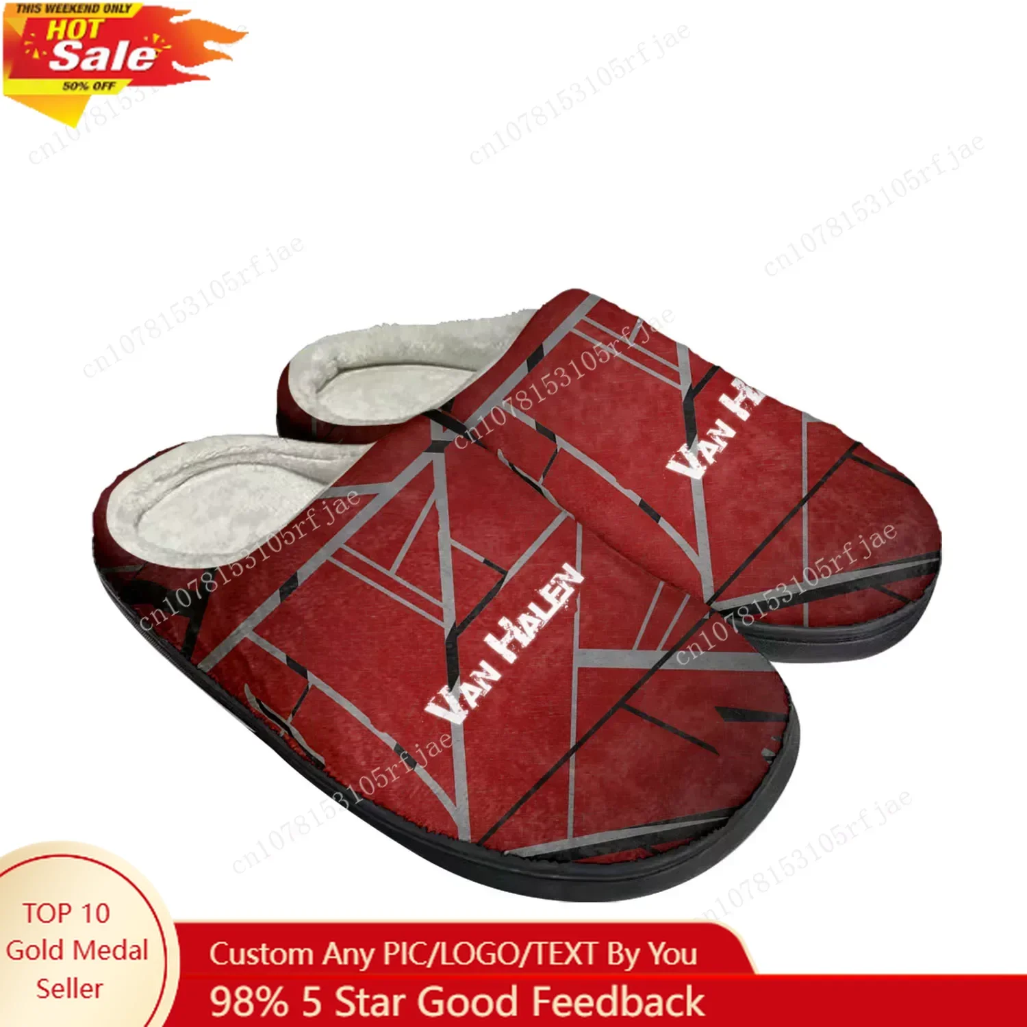 

Van Halen 5150 Stripe Pop Rock Band Home Cotton Custom Slippers Mens Womens Sandals Plush Bedroom Keep Warm Shoe Thermal Slipper