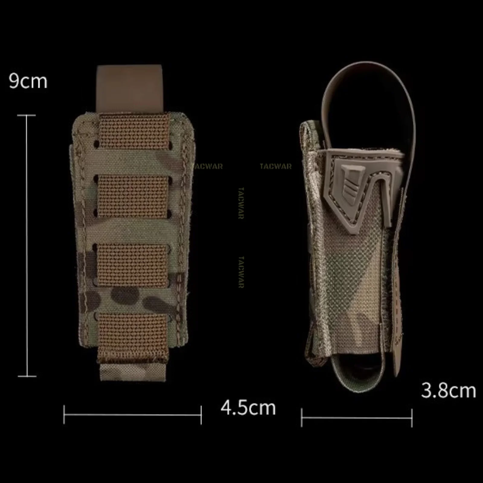 Airsoft Pistol Single Pouch with Removable Flap for 9MM Mag Multitool Flashlight Fit Battle Belt Plate Carrier Placard