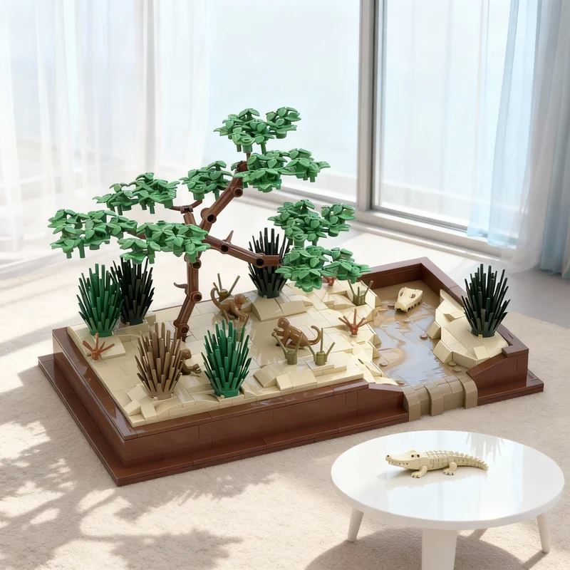 

726pcs MOC Savanna Diorama Model Building Blocks Construction Assemble DIY Creative Christmas Gift Idea Education Toys Kids