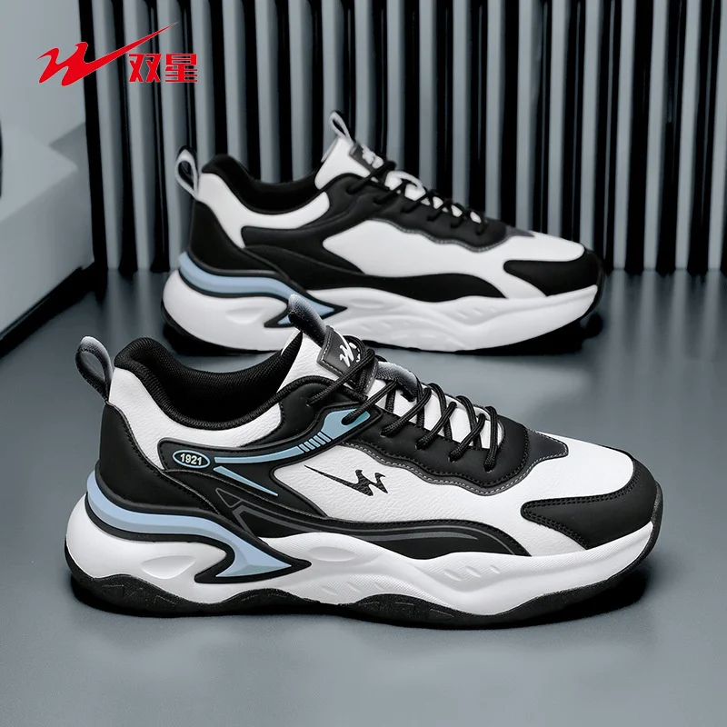 

PU leather fabric Men's Shoes Autumn New Style Korean Trendy White Sneakers Sport Thick Bottom Anti-Slip Running Man Shoes