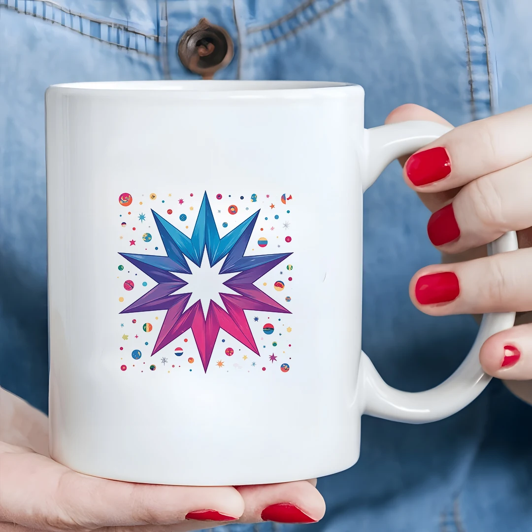 

11oz Cup with Blue-Purple Gradient Star Illustration Family Office Kids Cold & Hot Beverage Cup Christmas Gift