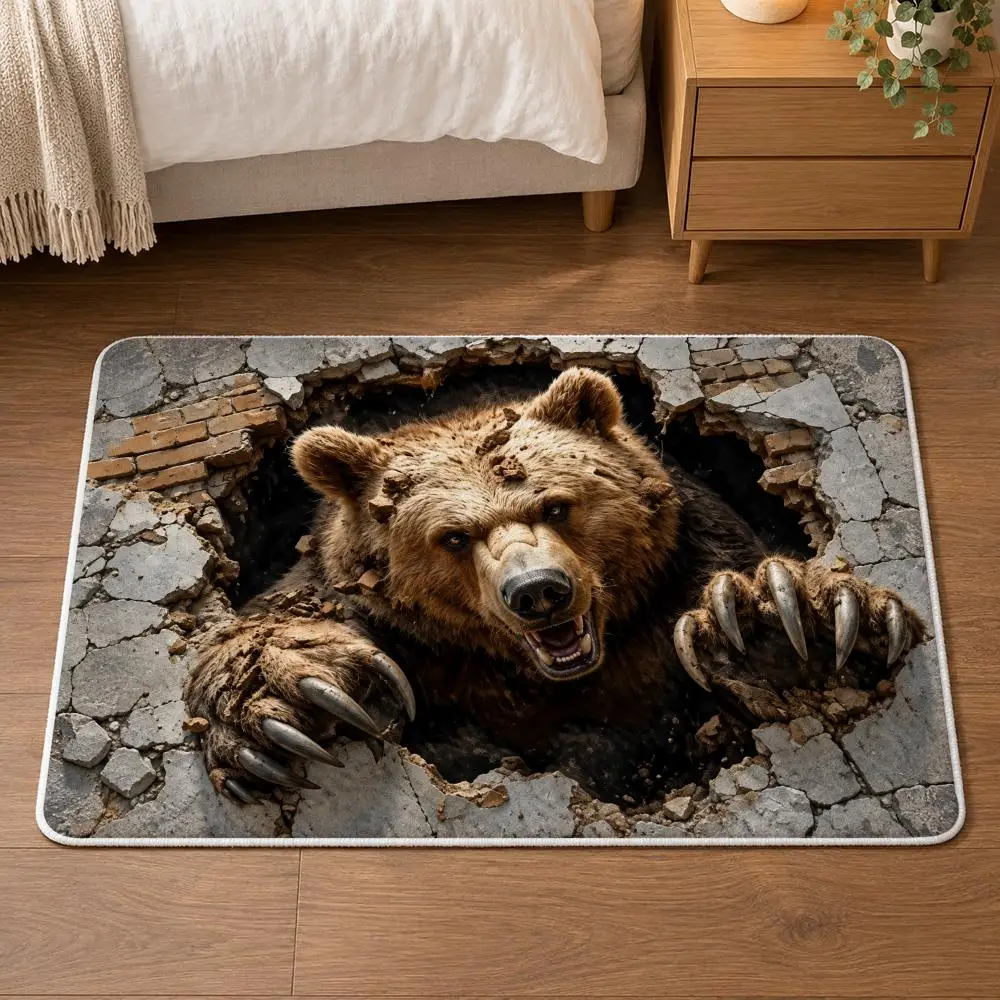 Hole View Of Hidden Creatures Floor Mat Flannel Rug Soft Non Slip Door Mat for Bathroom Bedroom Entryway Home Decor Gift