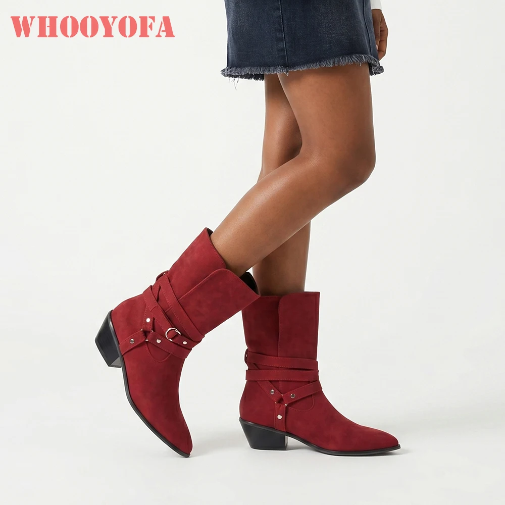 2026 Autumn Comfortable Women Mid Calf Riding Boots 5cm High Chunky Heels Wide Fit Lady Casual Shoes Large Plus Size 11 48 50