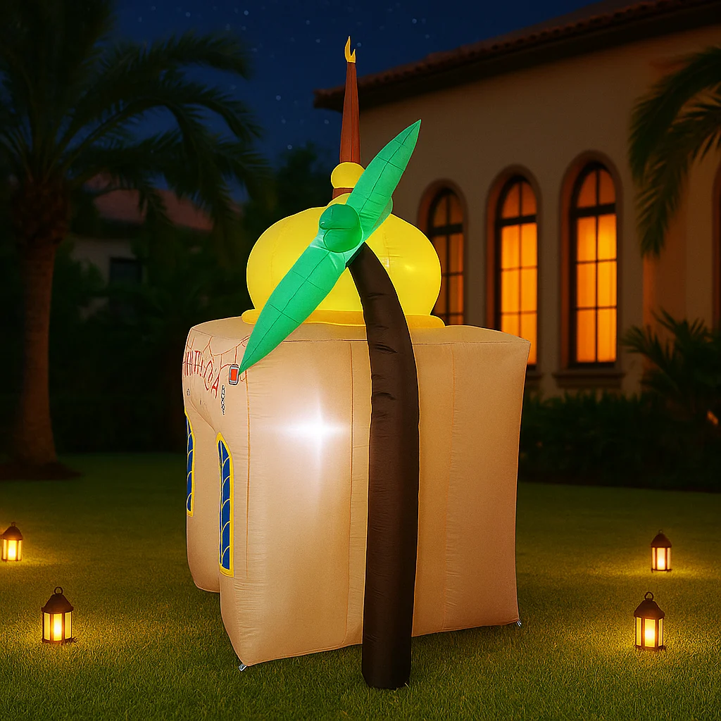 2.4メートル/8フィート ラマダン用インフレータブルおもちゃ ラマダンココナッツツリーキャッスル インフレータブルモデル LEDライト 中東ヤードフェスティバルデコレーション
