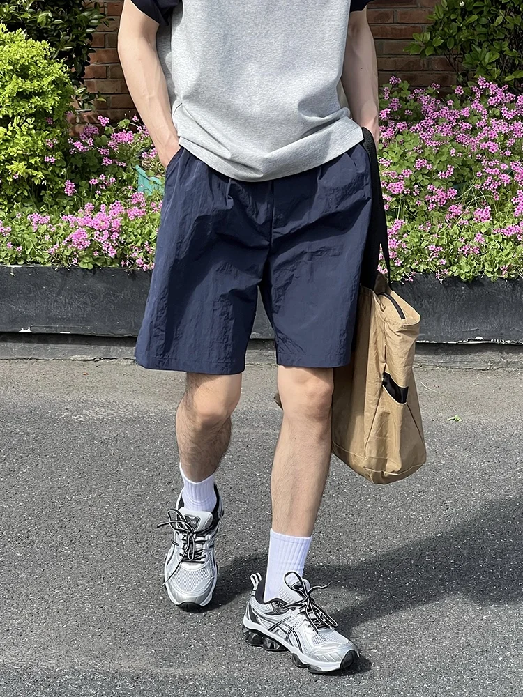 

Мужские летние уличные свободные повседневные брюки Qui Dry с пятью точками, американские ретро заводские пляжные брюки с завязками